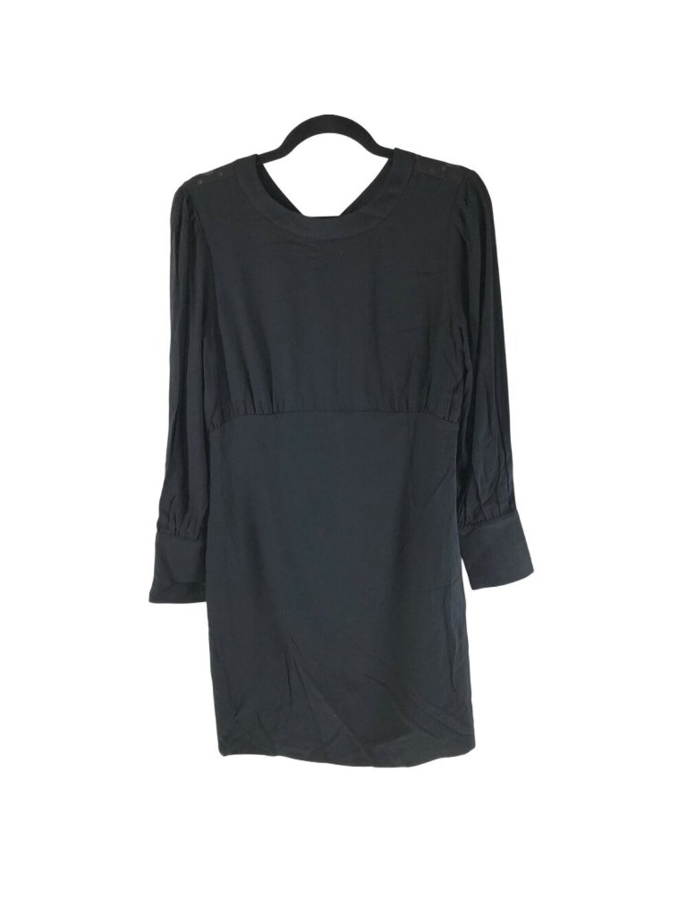 See U Soon Shift Dress Long Sleeve Sheer Keyhole Back Black Size S